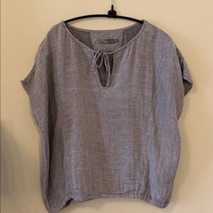 Prana Gray Tie-Neck Linen-Blend Tunic